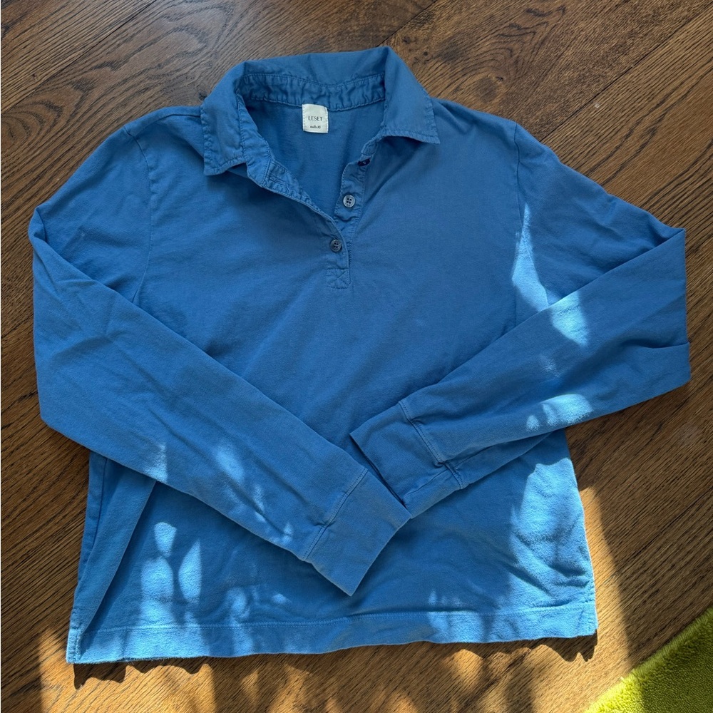 Leset medium blue polo style long sleeve